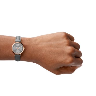 Fossil carlie three hand leather clearance watch