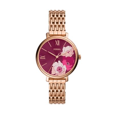 Fossil women's 36mm jacqueline hot sale wine stainless steel watch