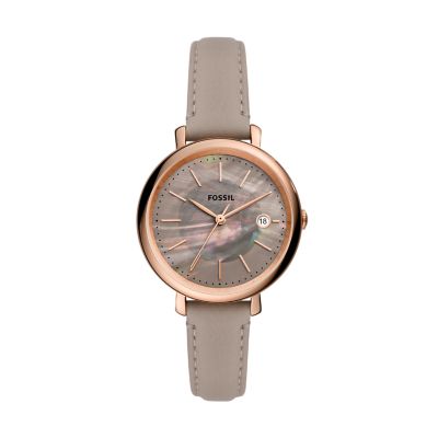 

Fossil Femmes Montre Jacqueline à alimentation solaire en cuir écoresponsable grise