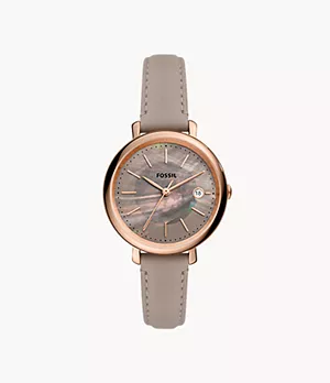 Jacqueline Solar-Powered Grey Leather Watch