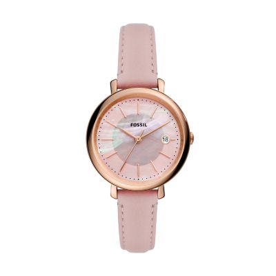 Jacqueline Solar Powered Pink LiteHide Leather Watch ES5092