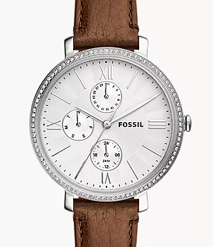Jacqueline Multifunction Brown Eco Leather Watch