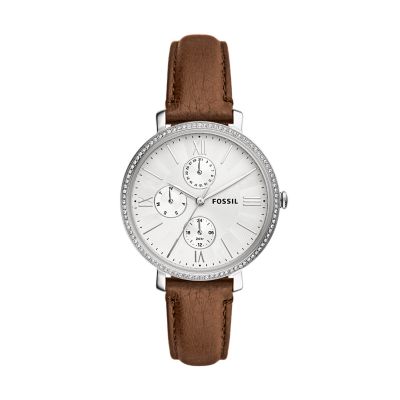 Jacqueline Multifunction Brown LiteHide™ Leather Watch - ES5095