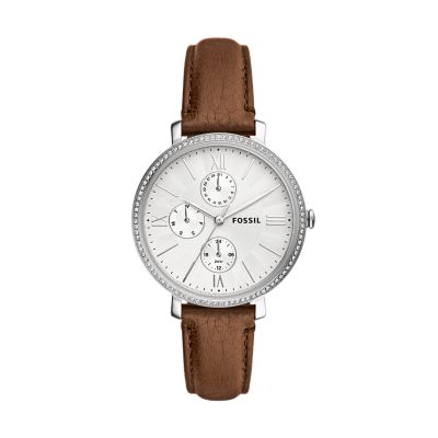 

Fossil Femmes Montre Jacqueline multifonction en cuir écoresponsable brune