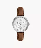 Jacqueline Multifunction Brown Eco Leather Watch