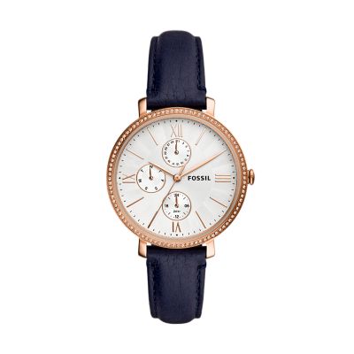 Jacqueline Multifunction Blue LiteHide™ Leather Watch - ES5096