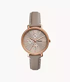 Jacqueline Multifunction Gray Eco Leather Watch