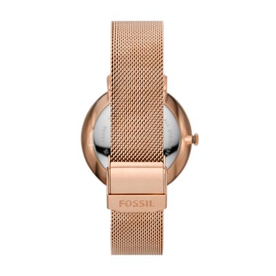 Jacqueline Multifunction Rose Gold-Tone Stainless Steel Mesh Watch