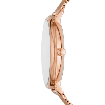 Jacqueline Multifunction Rose Gold-Tone Stainless Steel Mesh Watch