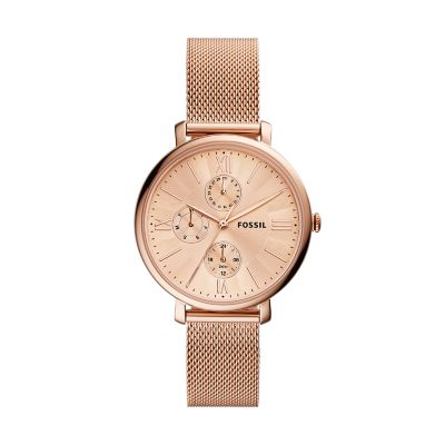 Fossil Jacqueline Multifunction Rose Gold-Tone Stainless Steel Mesh ...