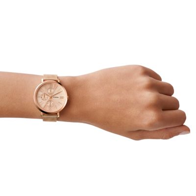 Jacqueline Multifunction Rose Gold-Tone Stainless Steel Mesh Watch