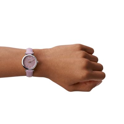 Carlie Mini Three Hand Purple Leather Watch ES5102 Fossil