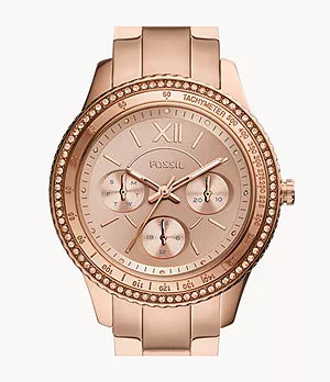 Reloj multifunción Stella Sport de acero inoxidable en tono oro rosa