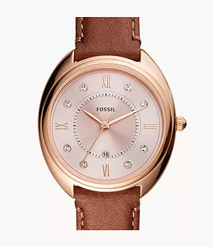 Gabby Three-hand Date Light Brown Eco Leather Watch