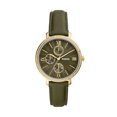 Jacqueline Multifunction Green Leather Watch - ES5118 - Fossil