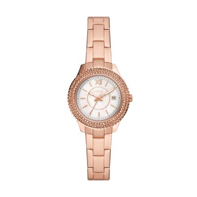 Fossil stella 2025 watch rose gold