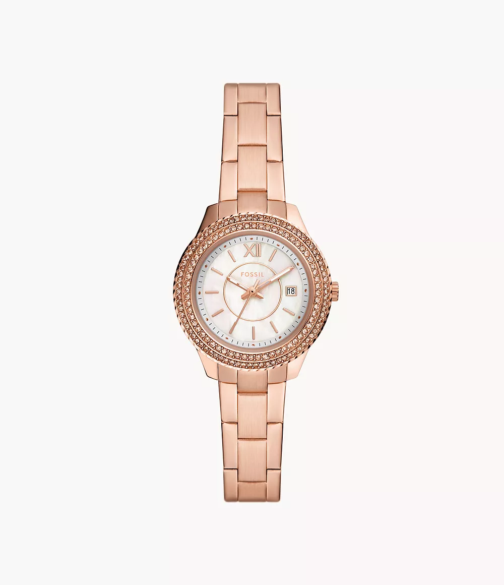 Image of Stella Three-Hand Date Rose Gold-Tone Stainless Steel Watch