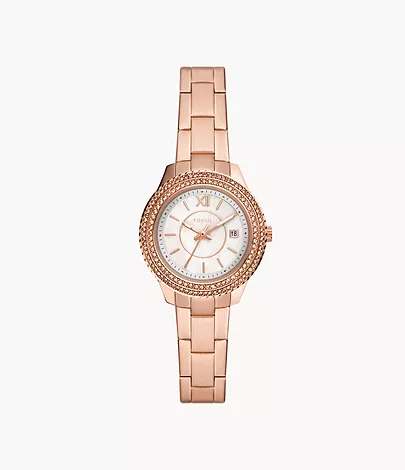 Stella Three-Hand Date Rose Gold-Tone Stainless Steel Watch - ES5136 ...