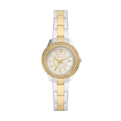 Fossil Women Stella Three-Hand Date Two-Tone Stainless Steel Watch