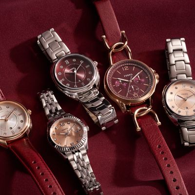 Fossil burgundy watch best sale