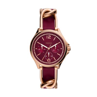 Burgundy fossil watch new arrivals