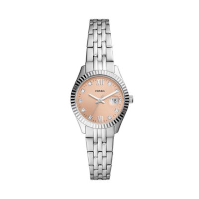 

Fossil Femmes Montre Scarlette Micro à trois aiguilles avec date en acier inoxydable