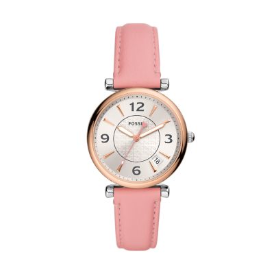 Carlie Three-Hand Pink LiteHide™ Leather Watch - ES5177 - Fossil