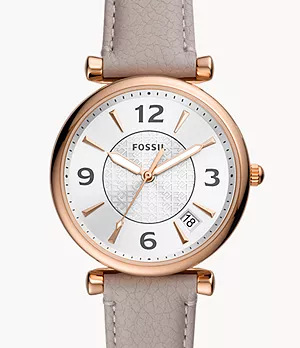 Carlie Three-Hand Date Gray Eco Leather Watch