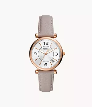 Carlie Three-Hand Date Grey Eco Leather Watch
