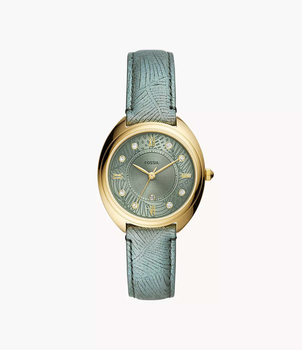 Fossil Women's Gabby Three-Hand Date Green Leather Watch