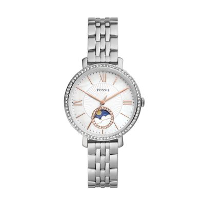 Jacqueline Sun Moon Multifunction Stainless Steel Watch