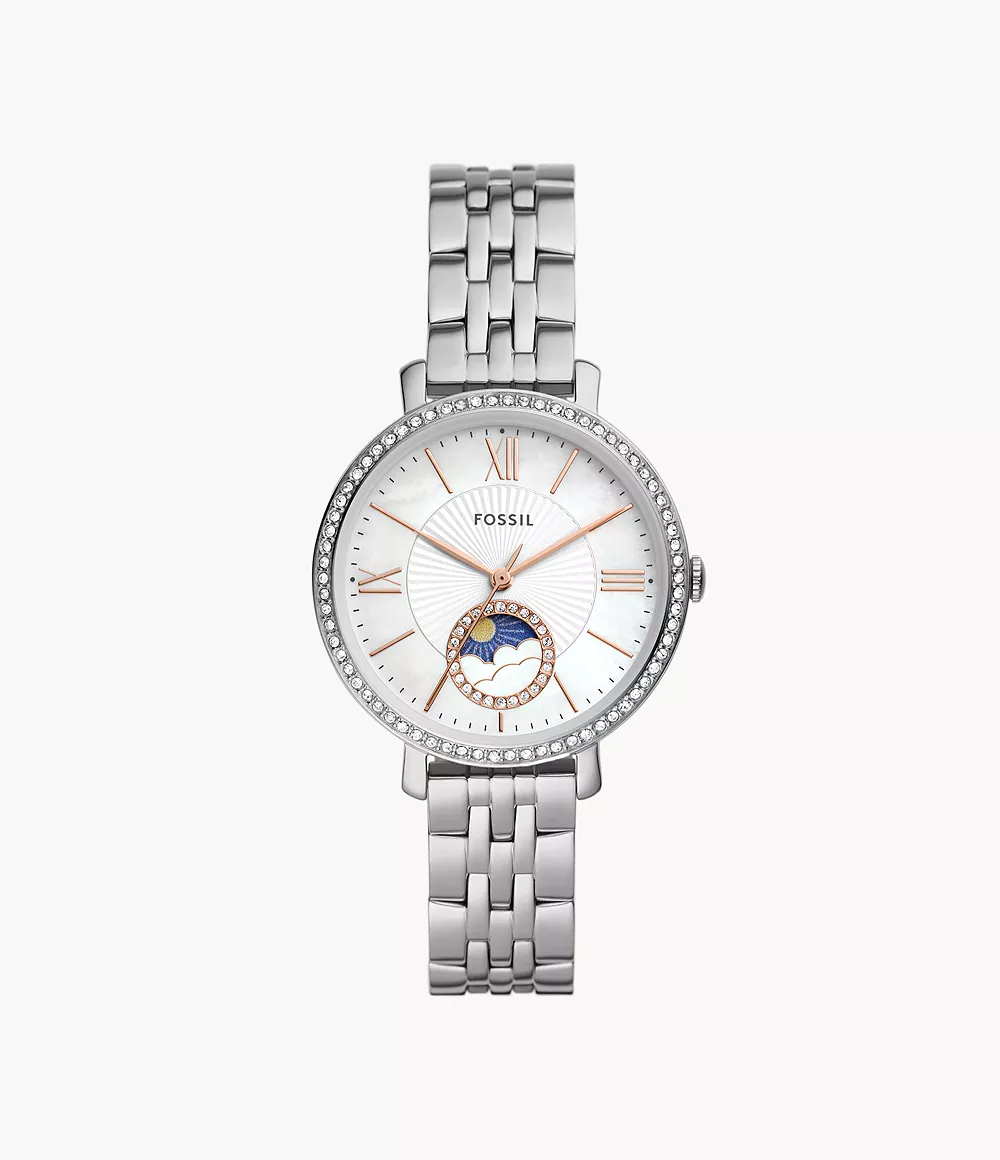 Image of Jacqueline Sun Moon Multifunction Stainless Steel Watch