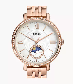 Jacqueline Sun Moon Multifunction Rose Gold-Tone Stainless Steel Watch