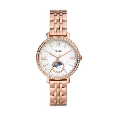 Fossil Uhr Jacqueline Multifunktionswerk Sonne Mond Edelstahl roségoldfarben