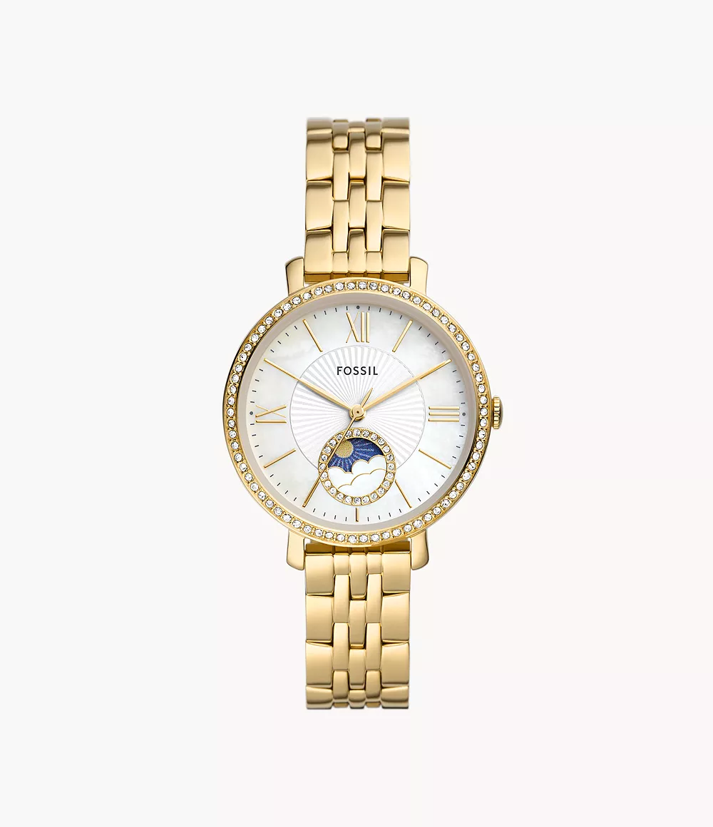 Image of Jacqueline Sun Moon Multifunction Gold-Tone Stainless Steel Watch