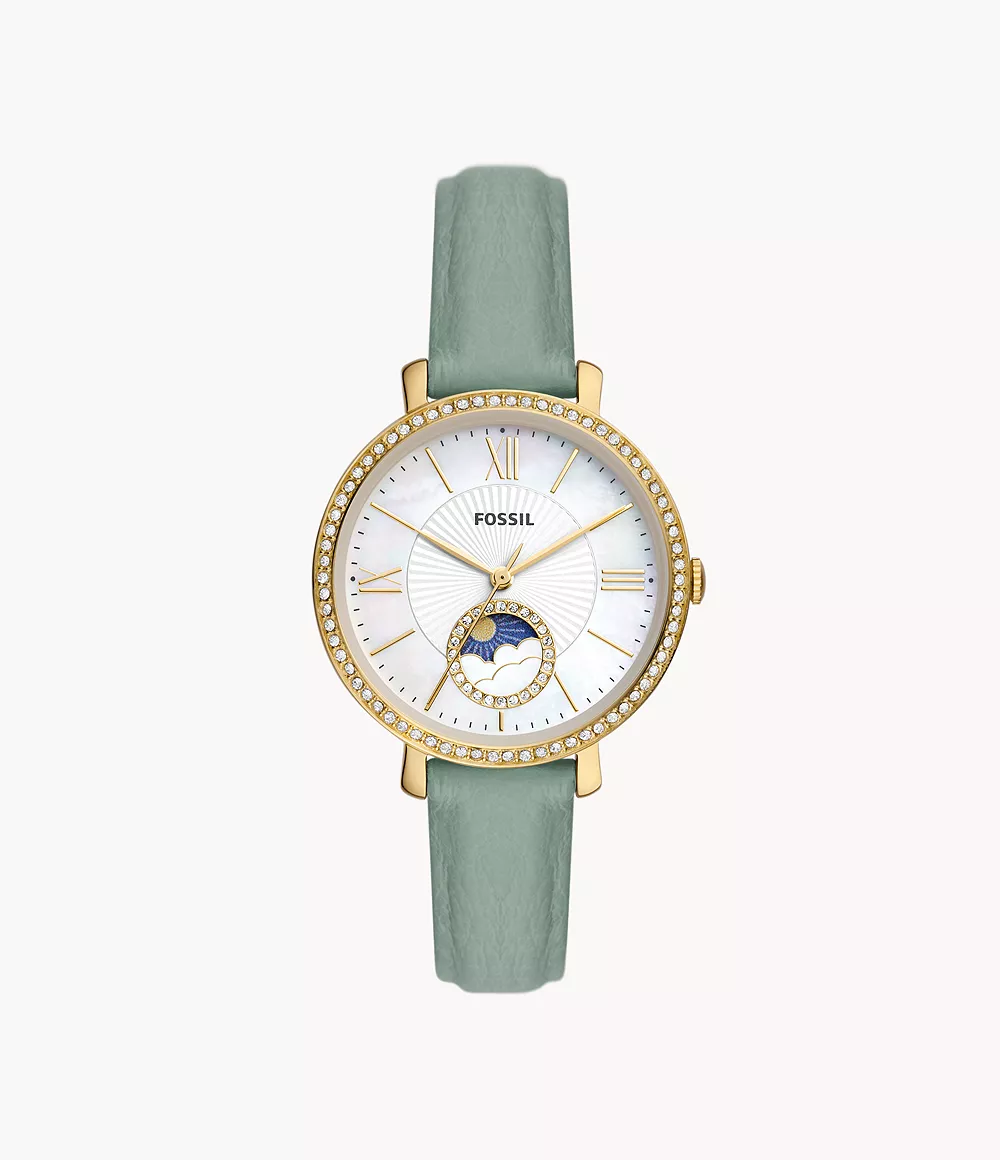 Fossil Women's Jacqueline Sun Moon Multifunction Green Eco Leather Watch