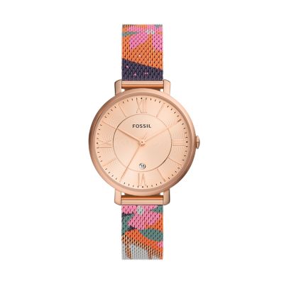 Fossil rose gold mesh on sale watch