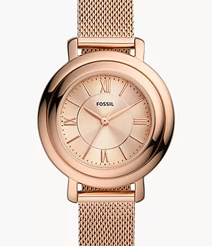 Jacqueline Reversible Three-Hand Rose Gold-Tone Stainless Steel Mesh Watch