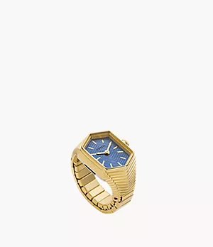 Ring Watch Two-Hand Gold-Tone Stainless Steel