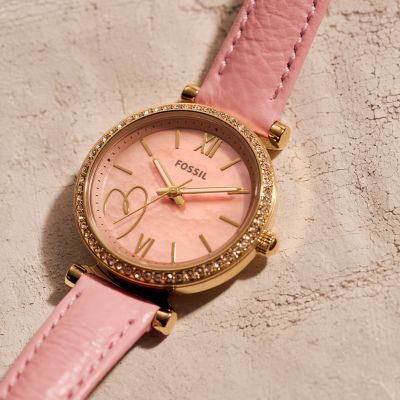 Carlie Three-Hand Pink LiteHide™ Leather Watch - ES5177 - Fossil