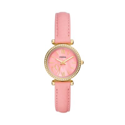 Carlie Three-Hand Pink LiteHide™ Leather Watch - ES5177 - Fossil