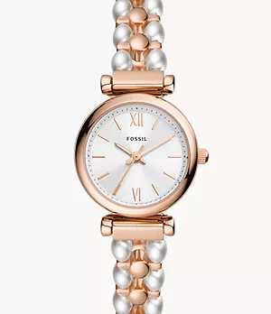 Carlie Three-Hand Two-Tone Stainless Steel and Glass Pearl Watch