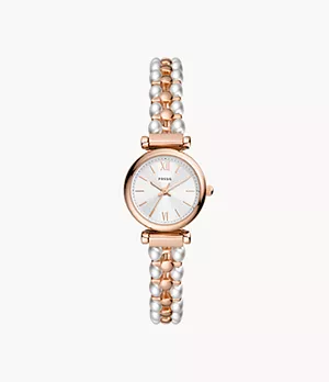 Carlie Three-Hand Two-Tone Stainless Steel and Glass Pearl Watch