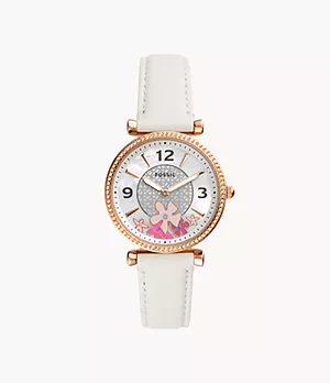 Carlie Two-Hand White Leather Watch