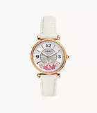 Carlie Two-Hand White Eco Leather Watch