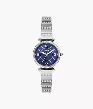 Carlie Three-Hand Blue Stainless Steel Watch