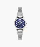 Carlie Three-Hand Blue Stainless Steel Watch