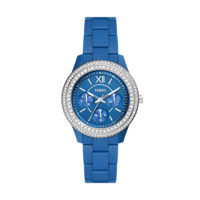 

Fossil Femmes Montre Stella multifonction à base d’huile de ricin bleue