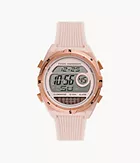 Everett Solar-Powered Digital Pink Silicone Watch