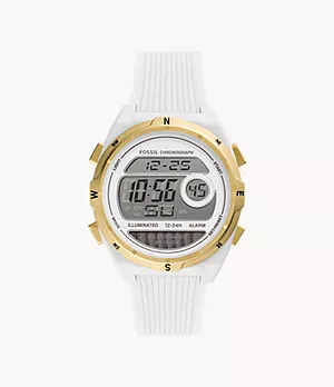 Everett Solar-Powered Digital White Silicone Watch